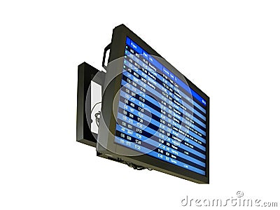 Airport delay sign, flight schedule, airline