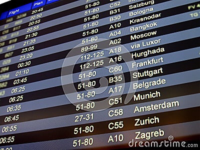 Airport delay sign, flight schedule, airline