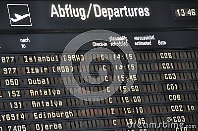 Airport departure board