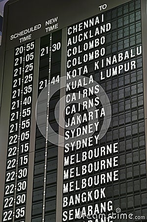 Airport departure information board