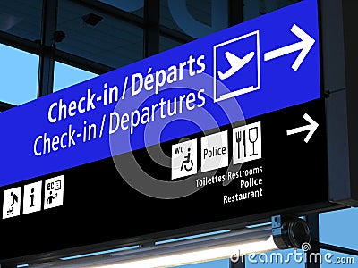 Airport gate sign, flight schedule, airline