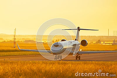 Airport at the sunset