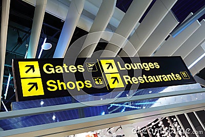 Airport terminal direction sign