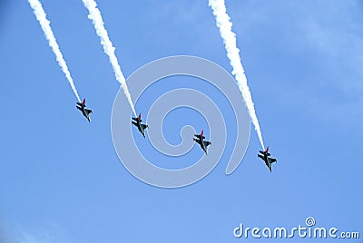 Airshow acrobatics smoke trail