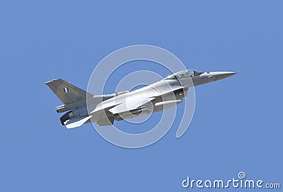 ALBACETE,SPAIN - APRIL 11: Military fighter jet during demonstration in Albacete air base, Los Llanos (TLP) on April 11, 2012 in A