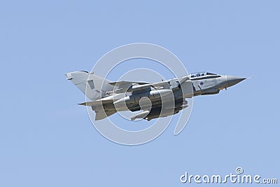 ALBACETE,SPAIN - APRIL 11: Military fighter jet during demonstration in Albacete air base, Los Llanos (TLP) on April 11, 2012 in A