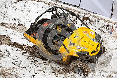 Almaty, Kazakhstan - February 21, 2013. Off-road racing on jeeps, Car competition, ATV. Traditional race