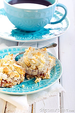 Almond-coconut jam bars