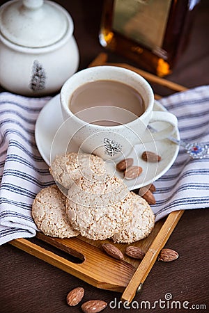 Almond cookies and cup of coffee