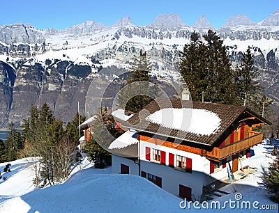 Alpine winter chalet, Switzerland