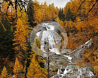 Alps autumn landscape and waterfall 3