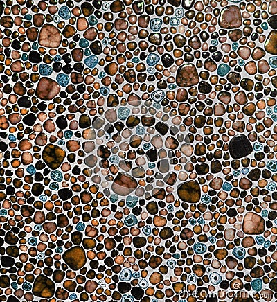 Amber and turquoise stones mosaic background