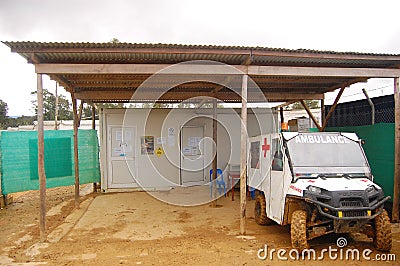 Amblulance car under vehicle shed