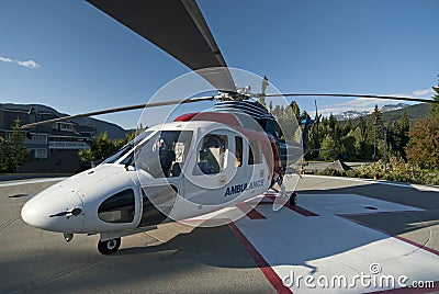 Ambulance Helicopter in mountains