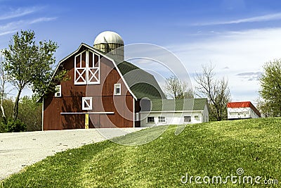 American country farm with silo