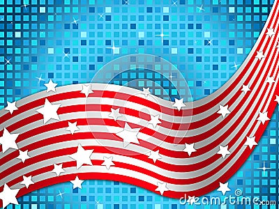 American Flag Background Means Nation And Glittering Squares