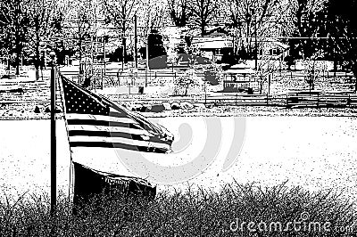American Flag Black and white