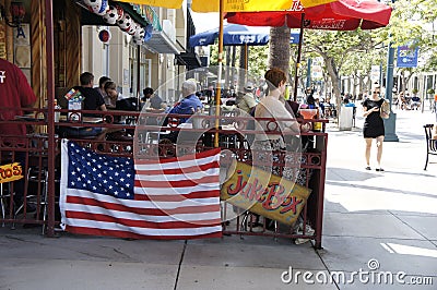 The American Flag, People, and Restaurants