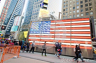 American flag at Times Square in New York City
