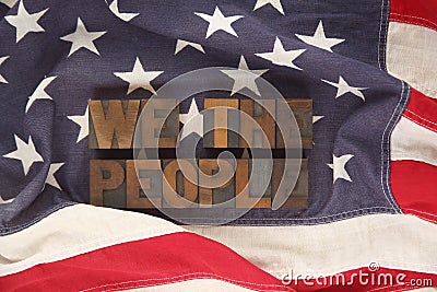 American flag with words we the people