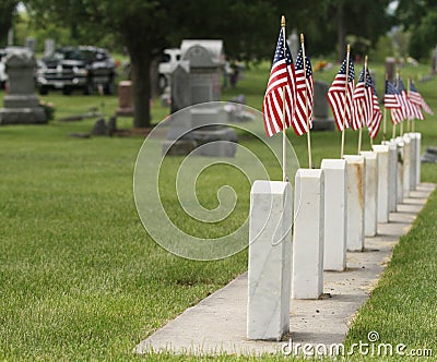 American Flags at Cemetery