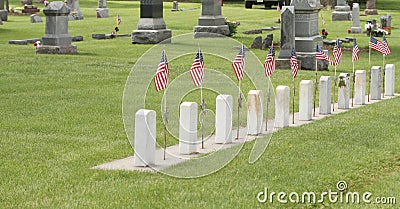 American Flags at Cemetery Horizontal