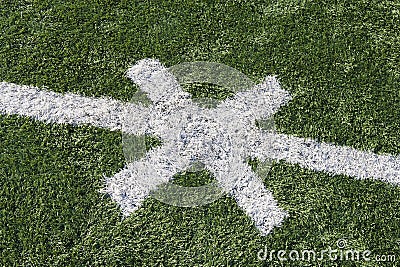 American Football Field With Cross Mark