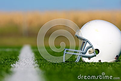 American Football Helmet on Field
