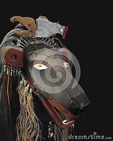 American Indian bear mask isolated.