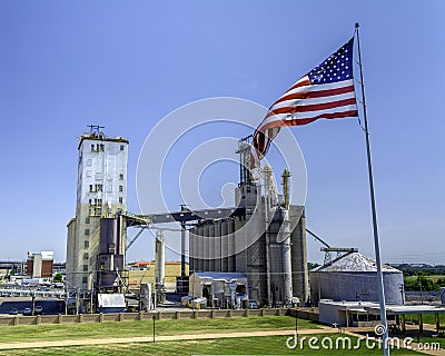 American industry with flag in Illinois