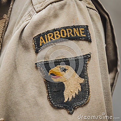 American sleeve patch at Militalia in Milan, Italy