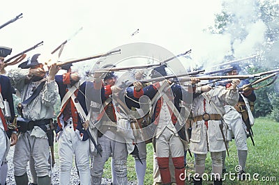 American soldiers fire muskets