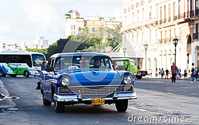 American taxi classic car in havana city