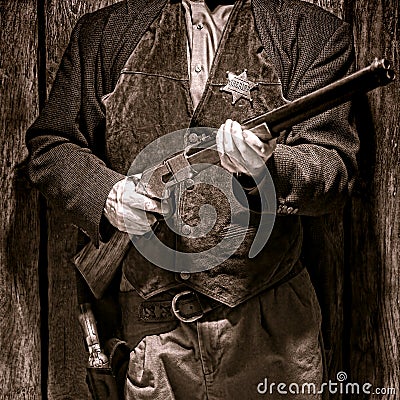 American West Legend Sheriff Deputy Holding Rifle