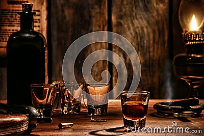 American West Legend Whisky Glass on Western Bar