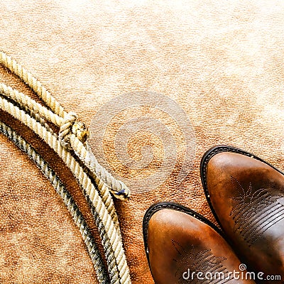 American West Rodeo Cowboy Boots and Lasso Lariat