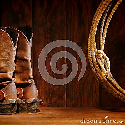 American West Rodeo Cowboy Boots and Lasso Lariat