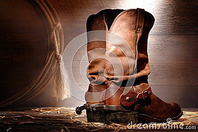 American West Rodeo Cowboy Boots and Riding Spurs