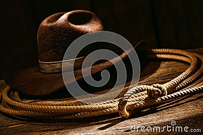 American West Rodeo Cowboy Lariat Lasso and Hat