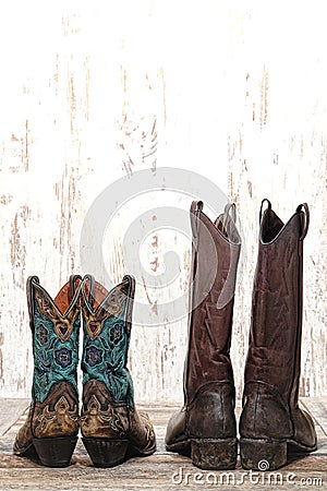 American West Rodeo Cowgirl and Cowboy Boots Pair