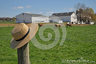 Amish straw hat on a Pennsylvania farm