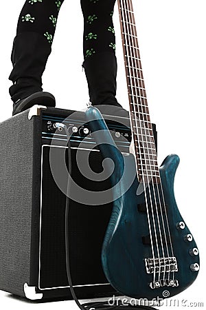 Amp and 5 String Bass Guitar