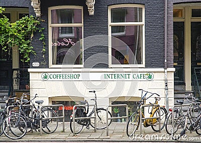 Amsterdam Coffee Shop with Bicycles