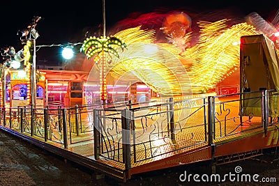 Amusement park attraction at night