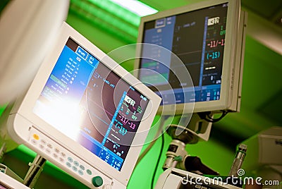 Anaesthesiolog monitors in operation surgery room
