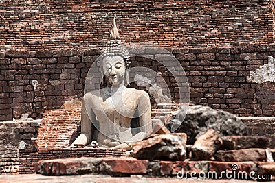 Ancient buddha statue. Sukhothai Historical Park