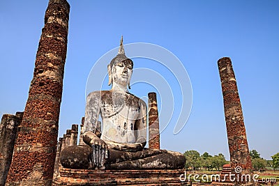 Ancient buddha statue. Sukhothai Historical Park