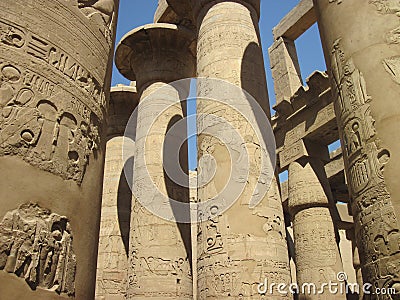 Ancient Columns at Karnak Temple in Egypt