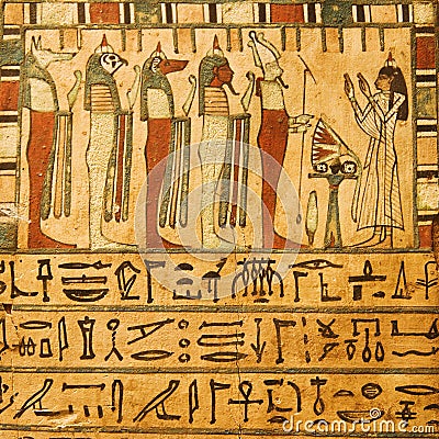 Ancient Egyptian gods and hieroglyphics