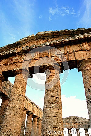 Ancient Greek temple columns square